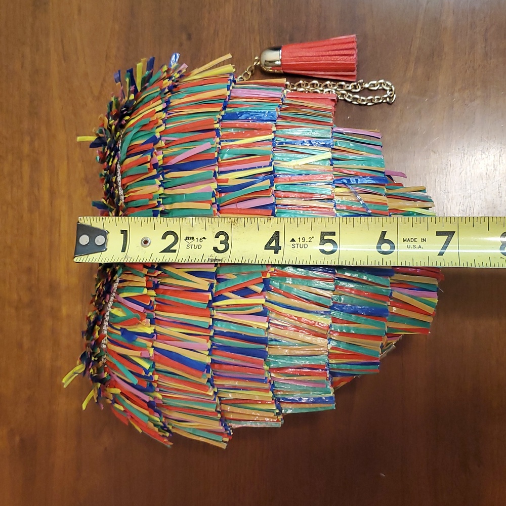 Betsey Johnson  Multicolor Fringe Heart Shoulder Bag Clutch - Picture 8 of 10